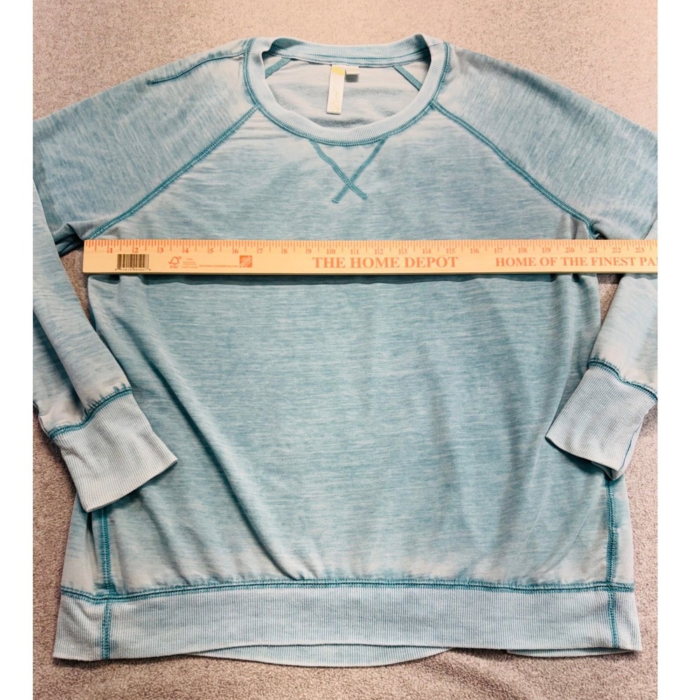 Green Tea Aqua Blue Lightweight Sweatshirt Womens L Lounge Athleisure Pullover - Picture 7 of 9
